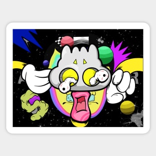 Trippy Slluks fatty boy character is spacing out illustration Sticker